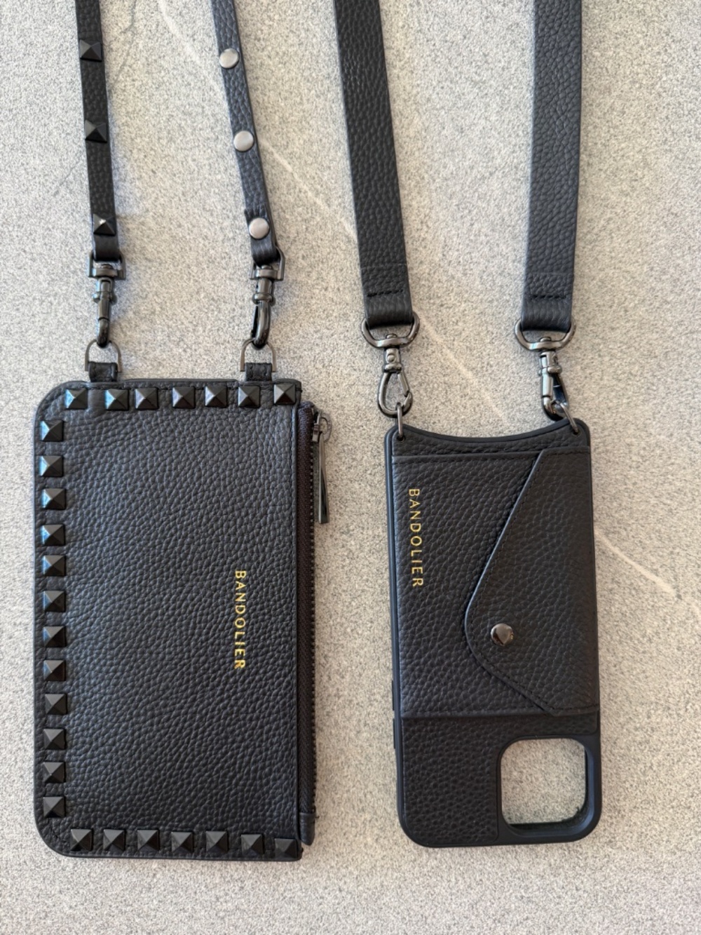 Bandolier Black/Pewter Pyramid Stud Bundle – iPhone 12/12 Pro Case + Accessories